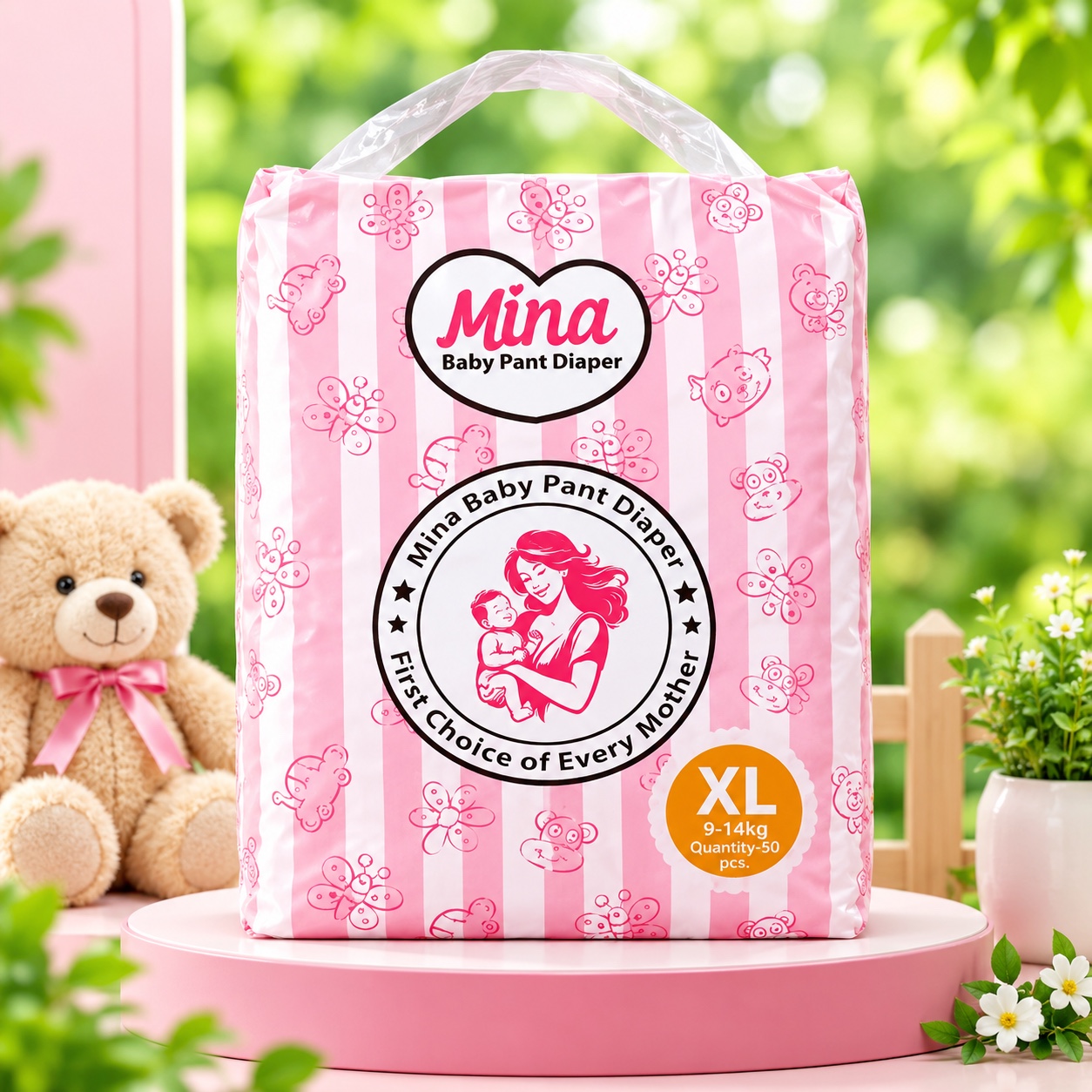 Mina Pant Diaper Extra Large (XL) 50 Pcs Pack For Kids, Dryness,Safety & Comfort.